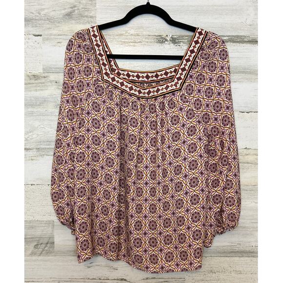 Max Studio women's M lightweight long sleeve square neck boho blouse new - Picture 2 of 6